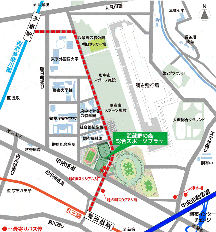 武蔵野の森総合スポーツプラザ むさプラの周辺地図